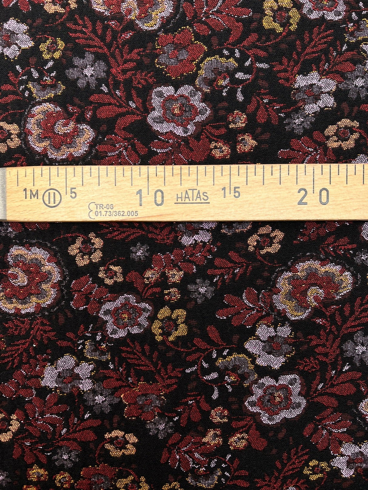 Cotton Jacquard Floral Fabric Red Black