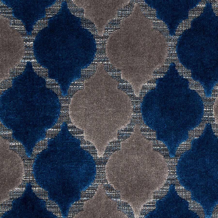 Nubia Cobalt Navy Upholstery Velvet Fabric - Blue Gray Raised Velvet, 54" Width, 6.75" Horizontal Repeat, 7.5" Vertical Repeat (1 Yard)