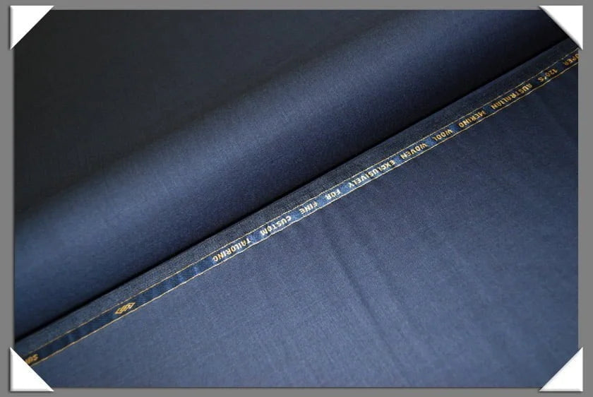 1 Yard Blue Sharkskin Super 120s Merino Wool Fabric, Tailored Suiting Cloth 58/60 Inches Wide