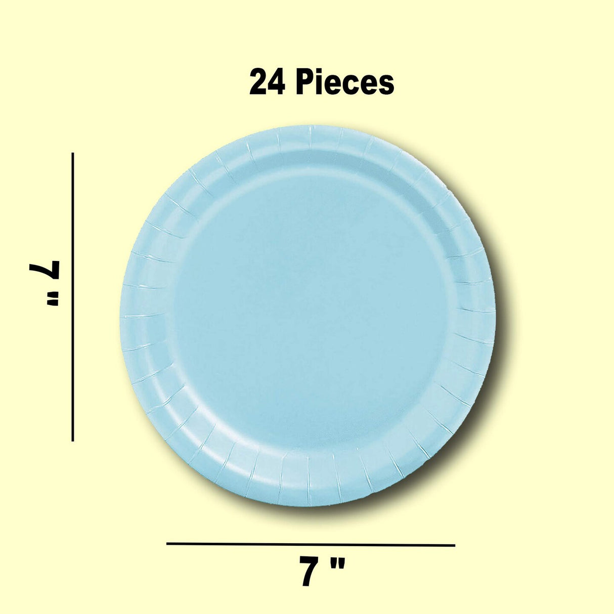 24 Count Light Blue Paper Plates 7 Inch Solid Color Round Dessert Plates for Celebrations