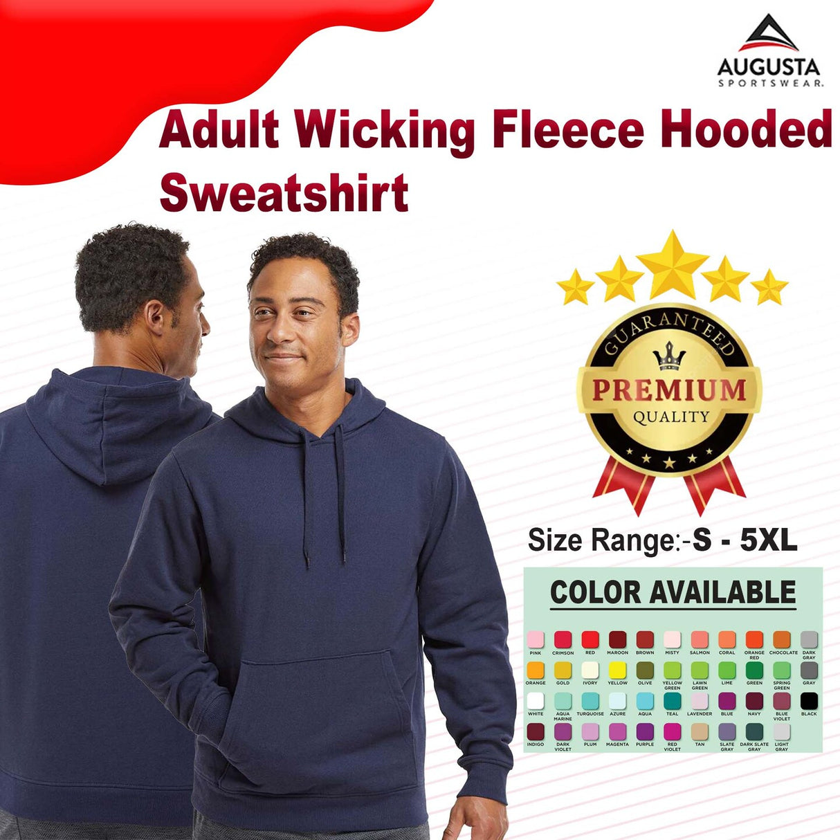 Augusta Sportswear® Adult Wicking Fleece Hooded Sweatshirt