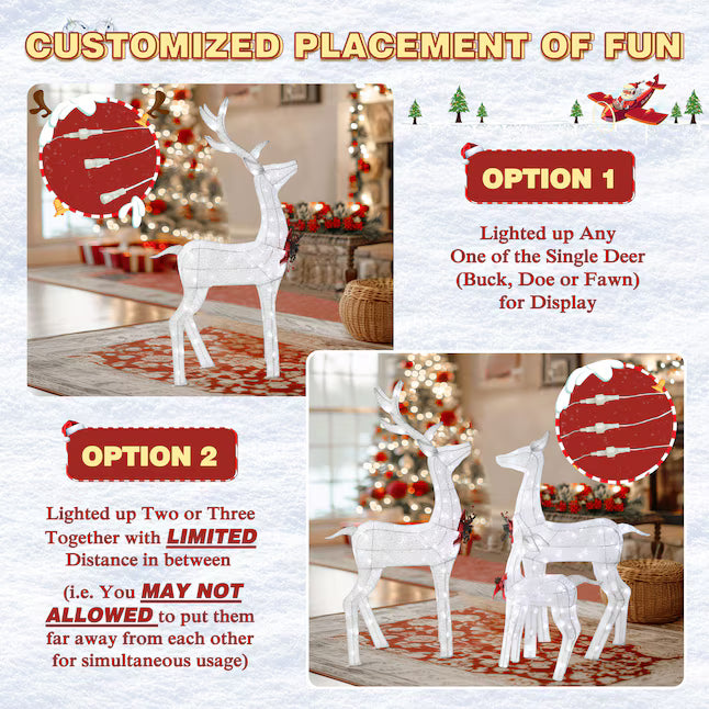 53.3-in Freestanding Reindeer Yard Decoration with Clear LED Lights