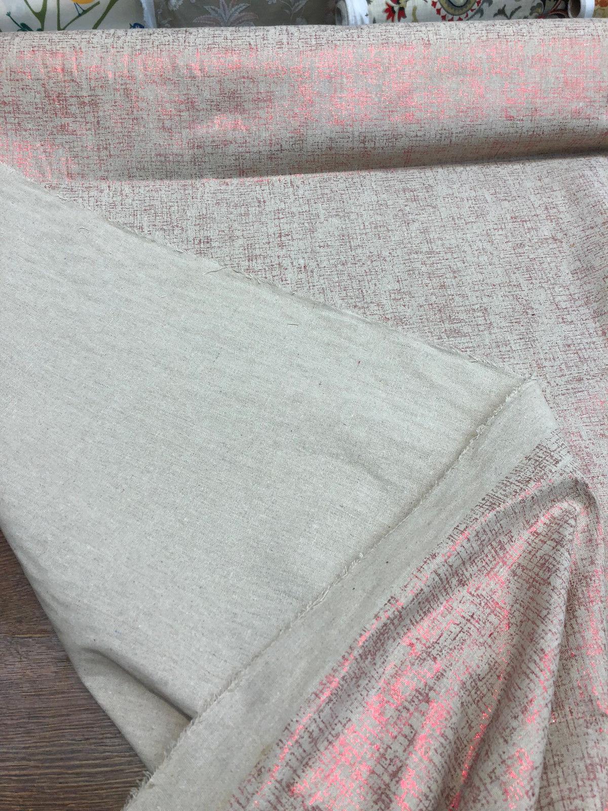 Sparkling Red Shimmer Linen Fabric - Red Shine On Beige, 60" Width (1 Yard)