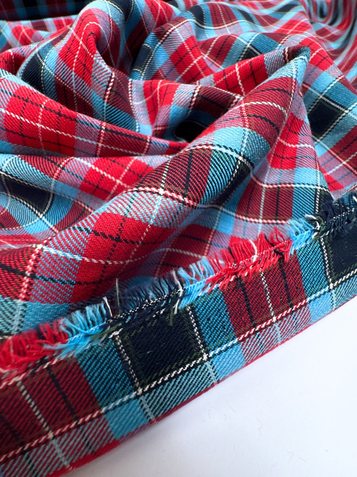 Cotton Tweed Checked Red Green Blue