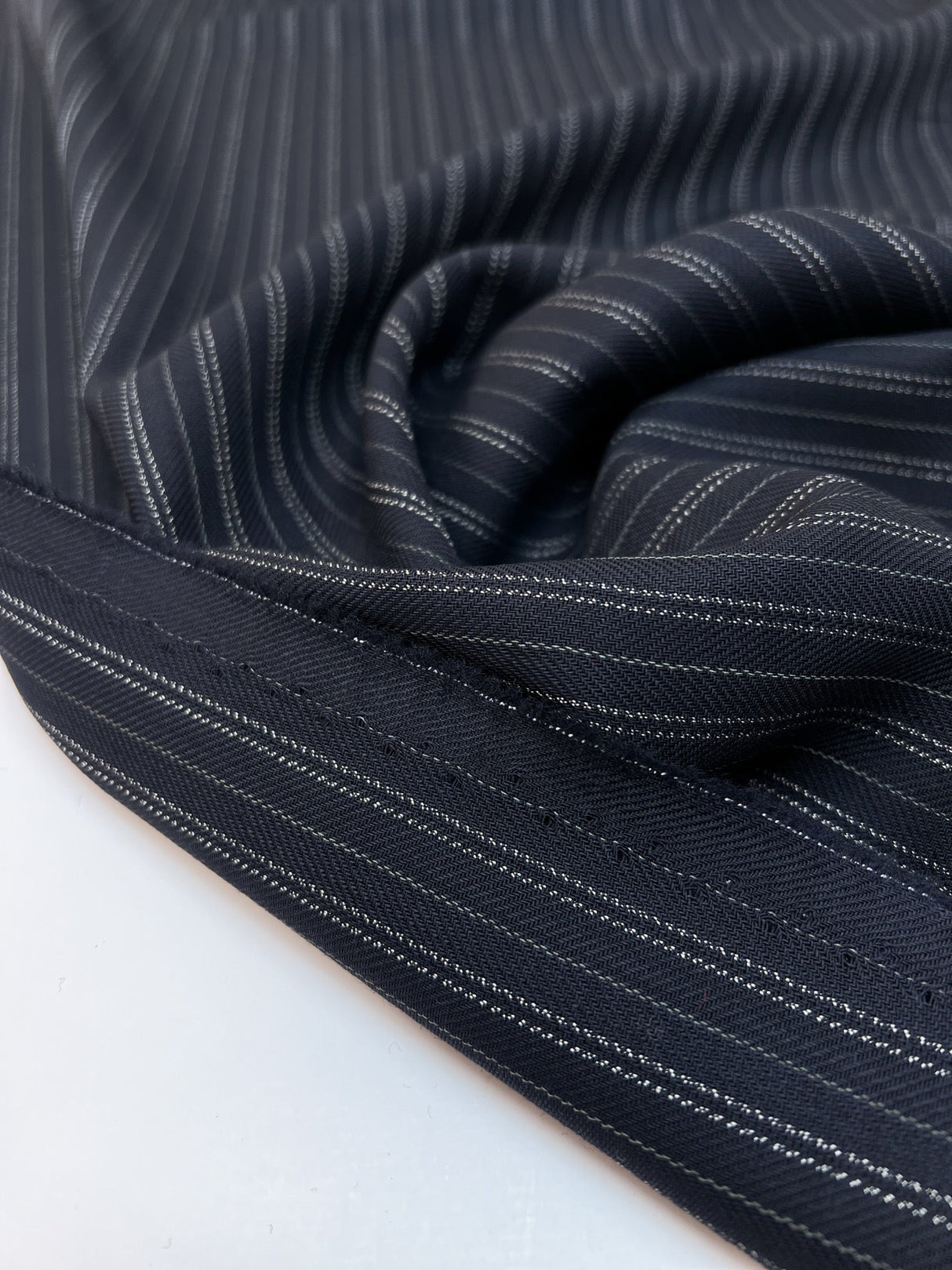 Wool Striped Herringbone Fabric