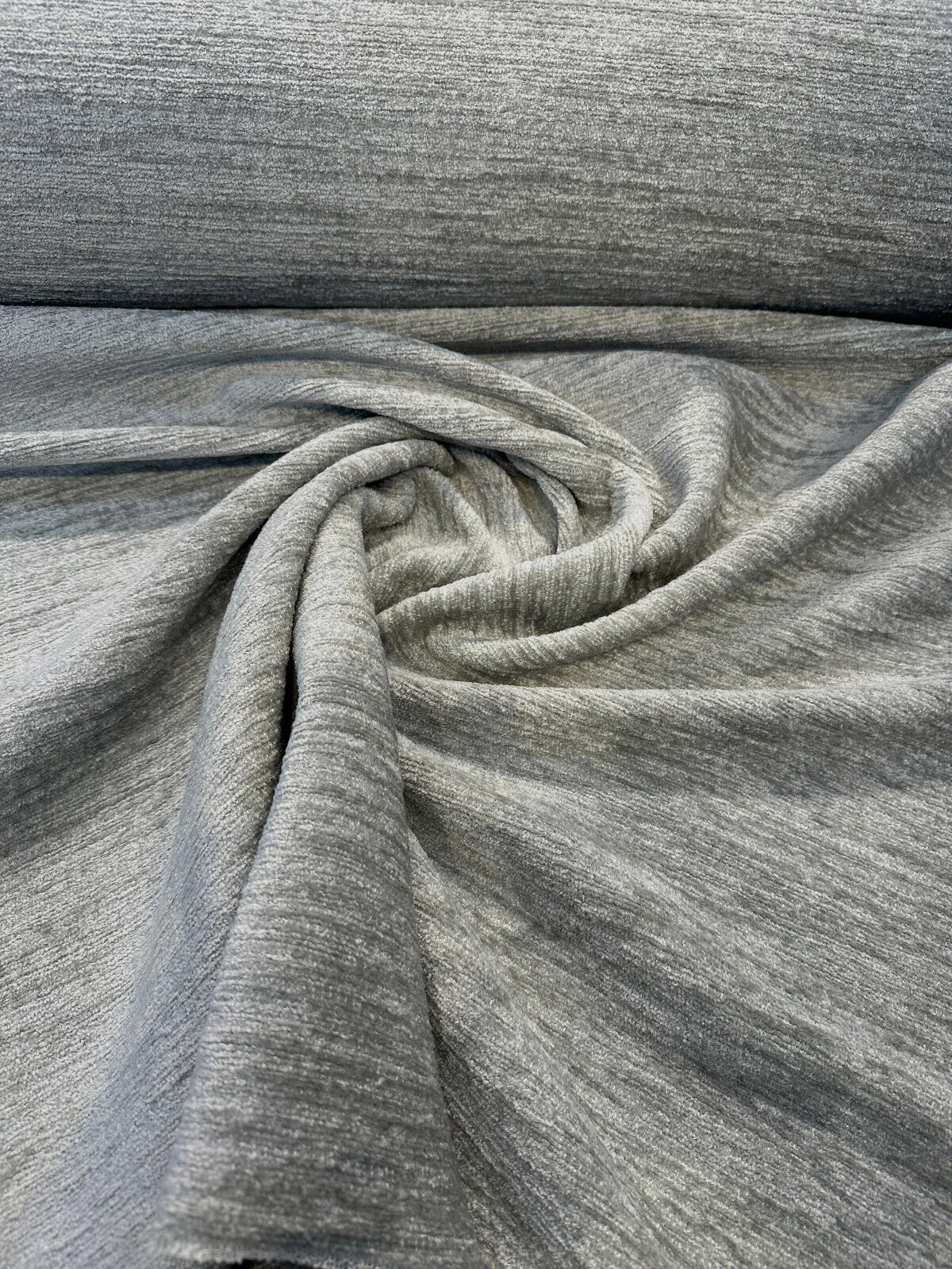 Lamour Vapor Italian Soft Chenille Upholstery Fabric - Vapor, Railroaded, 56" Width (1 Yard)