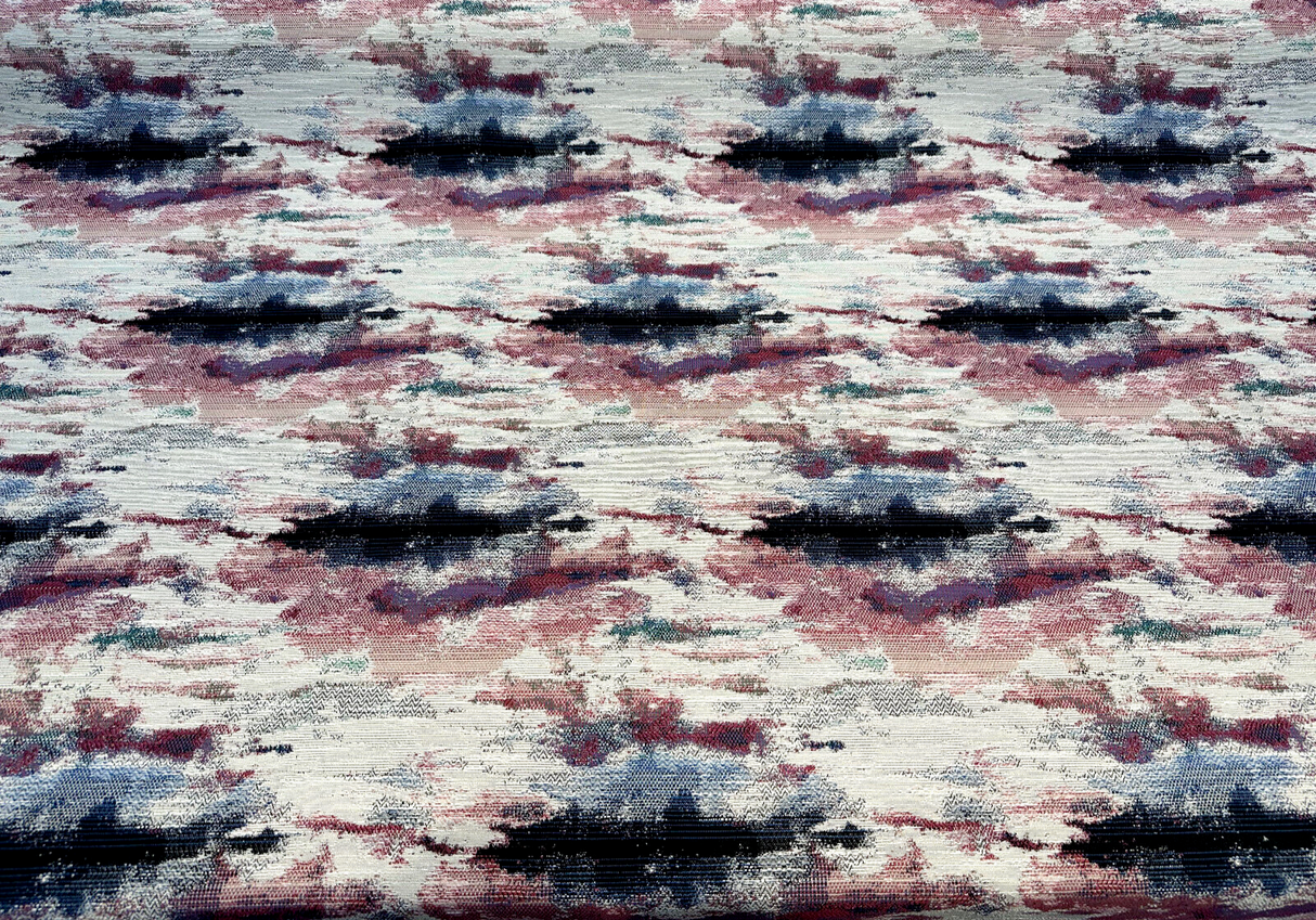 Masterpiece Mystic Lavender Chenille Fabric - Beige Background With Pink, Purple, Lavender, Blue, Green, Black, 56" Width (1 Yard)
