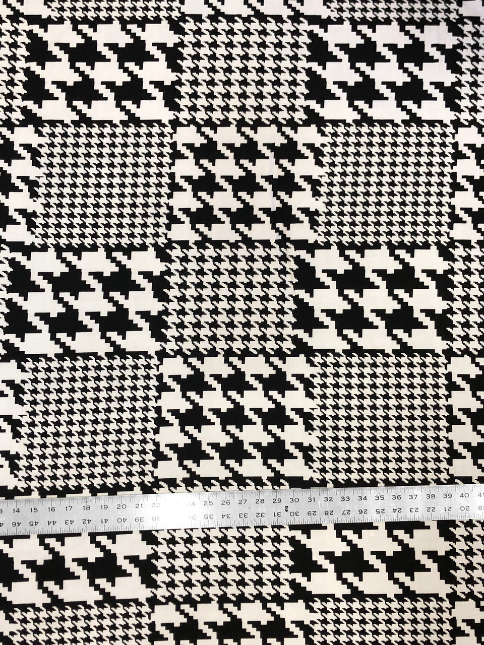 Big And Small Houndstooth Print Polyester Spandex Fabric - Black And White Houndstooth, 58" To 60" Width