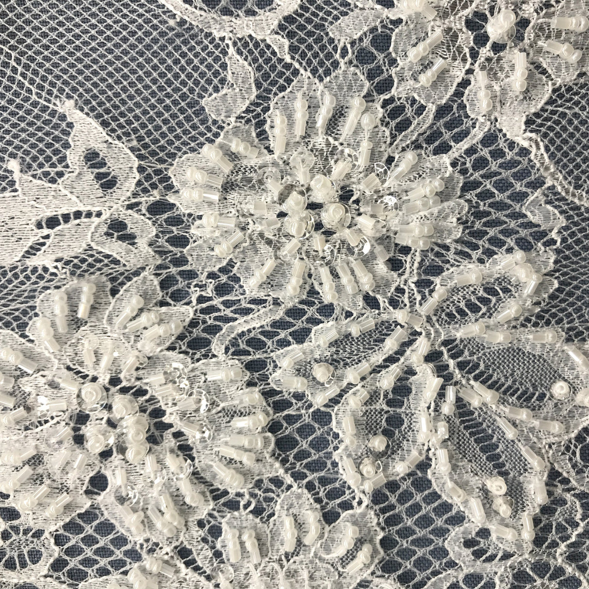 Beaded Chantilly Lace White