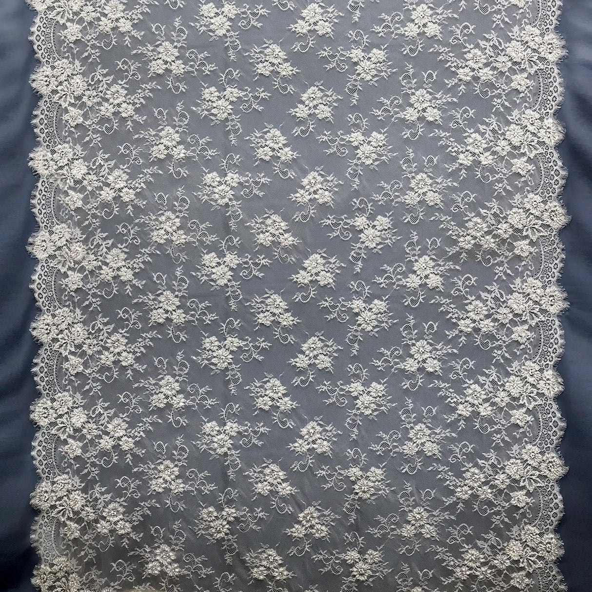 Beaded Chantilly Lace White