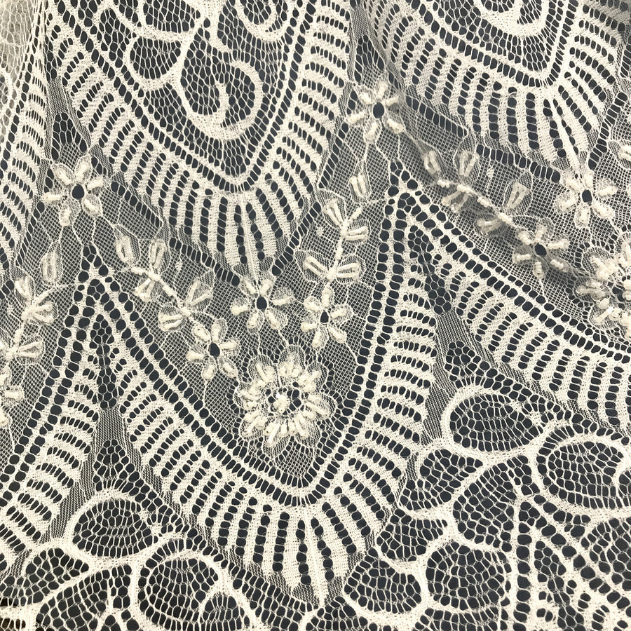 3 Yards Chantilly Embroidered Lace Fabric with Eyelash Scallop