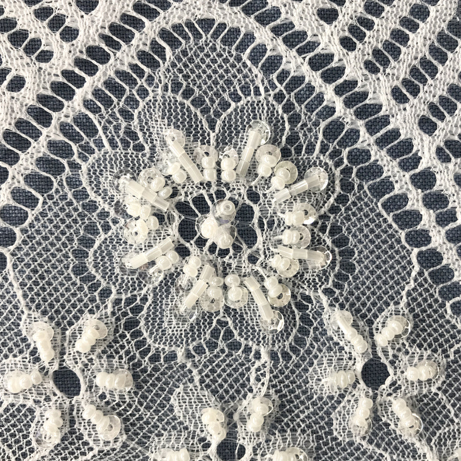 3 Yards Chantilly Embroidered Lace Fabric with Eyelash Scallop