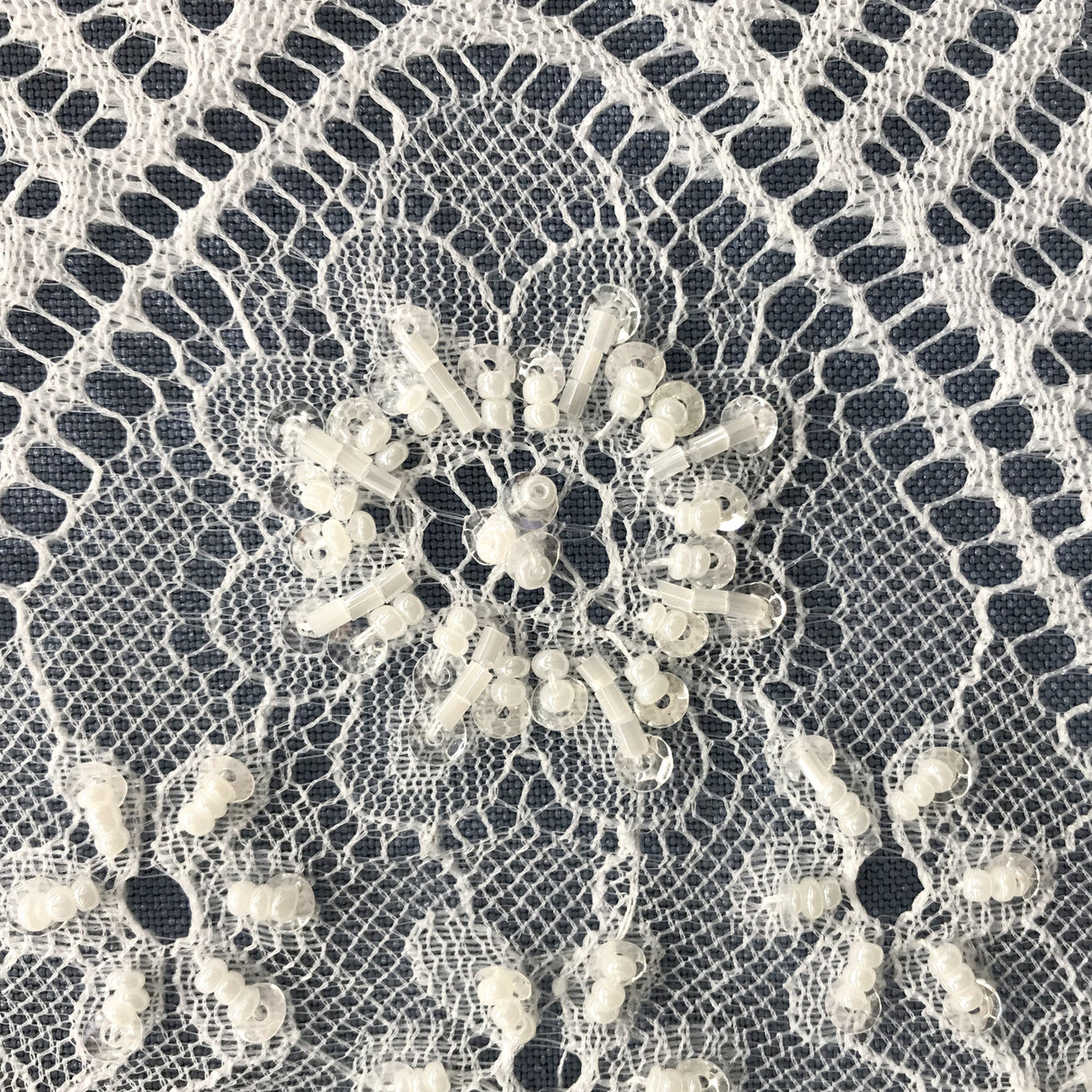 Beaded Chantilly Lace with Eyelash Scallop