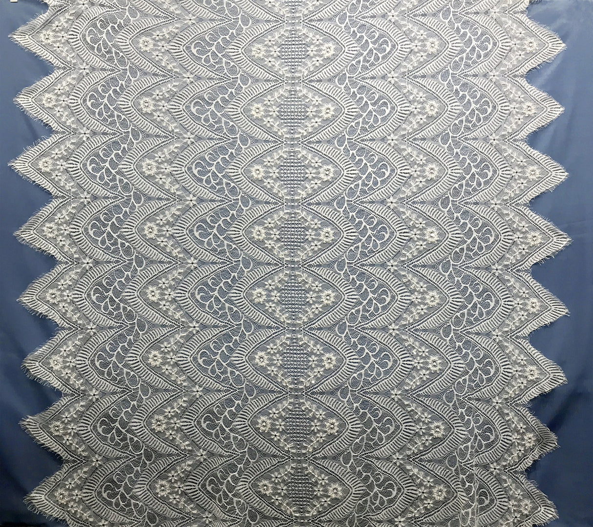 3 Yards Beaded Chantilly Embroidered Lace Fabric with Eyelash Scallop 58" Wide Elegant Special Occasion Lace