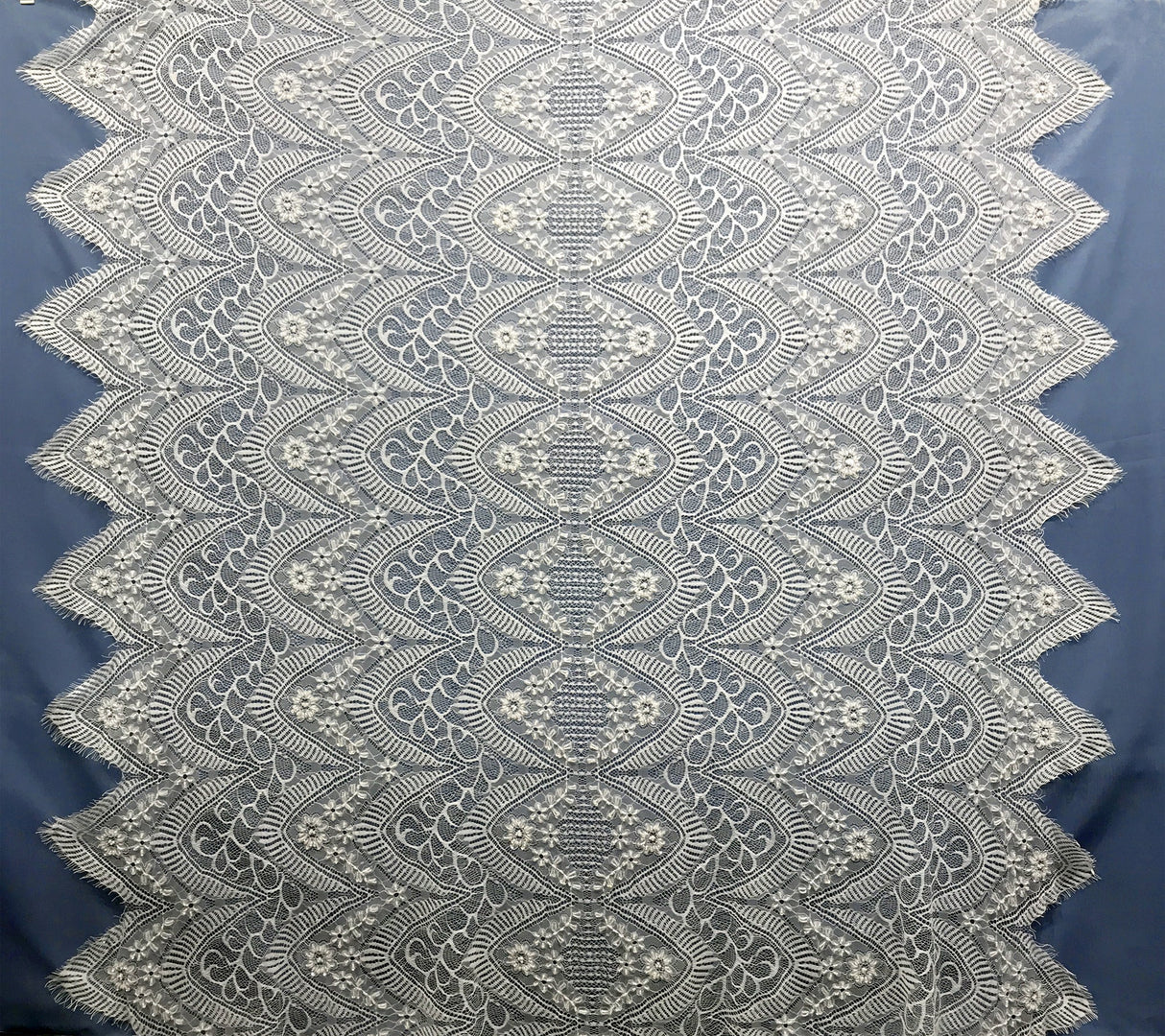 Beaded Chantilly Lace with Eyelash Scallop