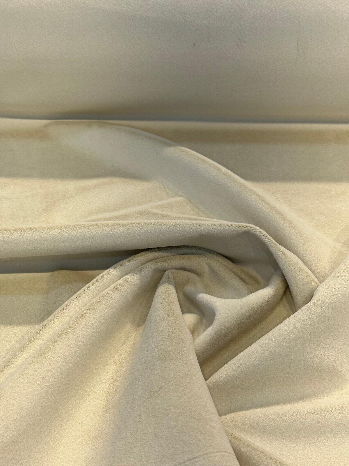 Marino Ivory Velvet Upholstery Fabric - Ivory Velvet, 56" Width (1 Yard)