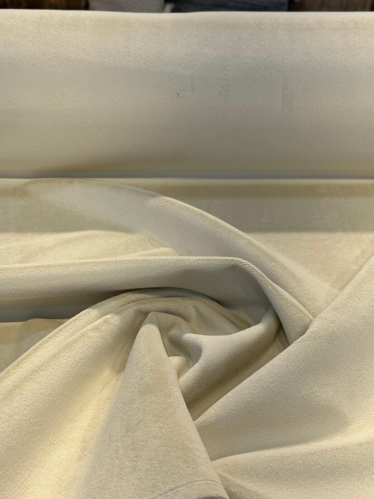 Marino Ivory Velvet Upholstery Fabric - Ivory Velvet, 56" Width (1 Yard)