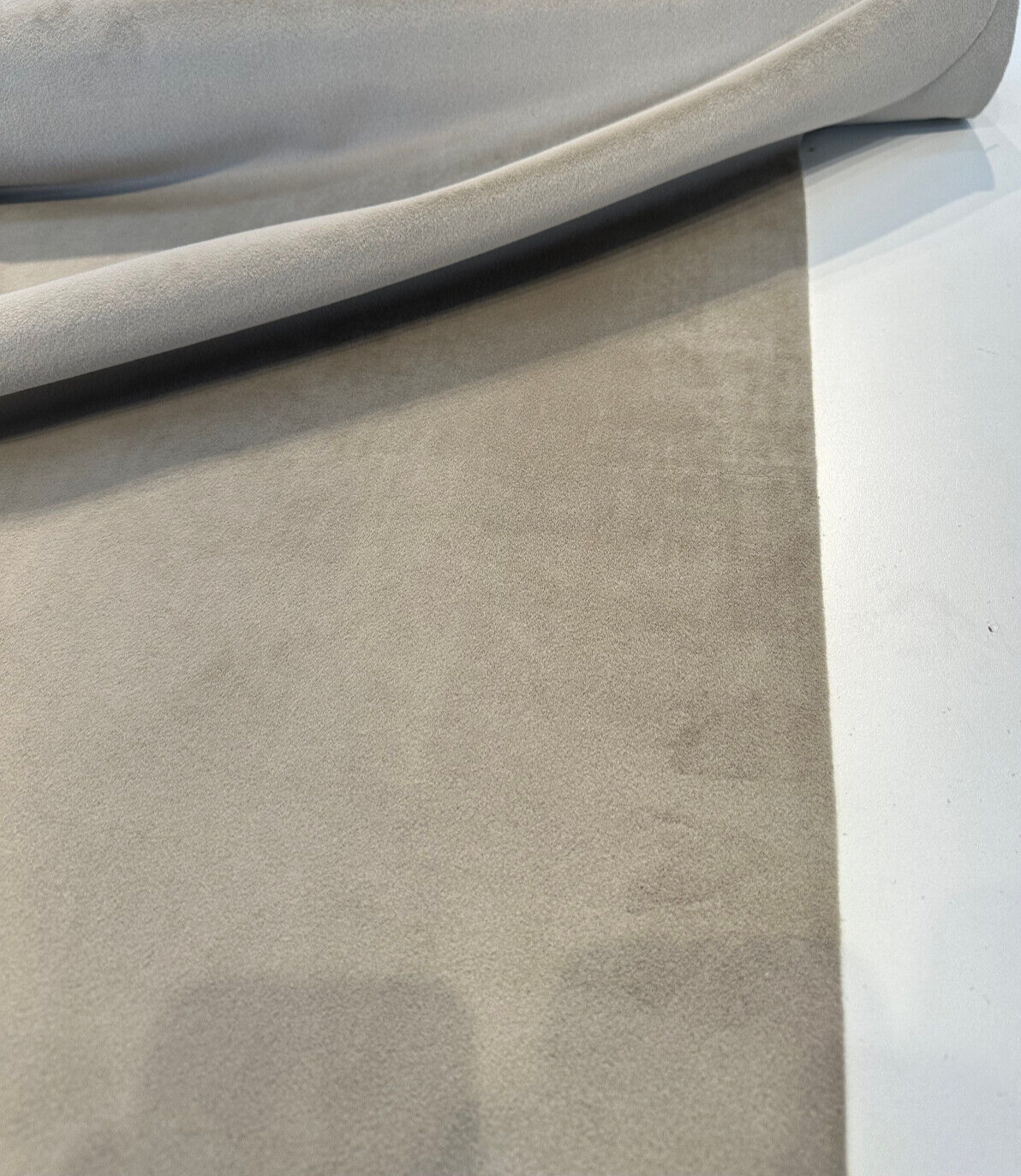 Marino Gray Ecru Velvet Upholstery Fabric - Mink, 56" Width, 100% Polyester (1 Yard)
