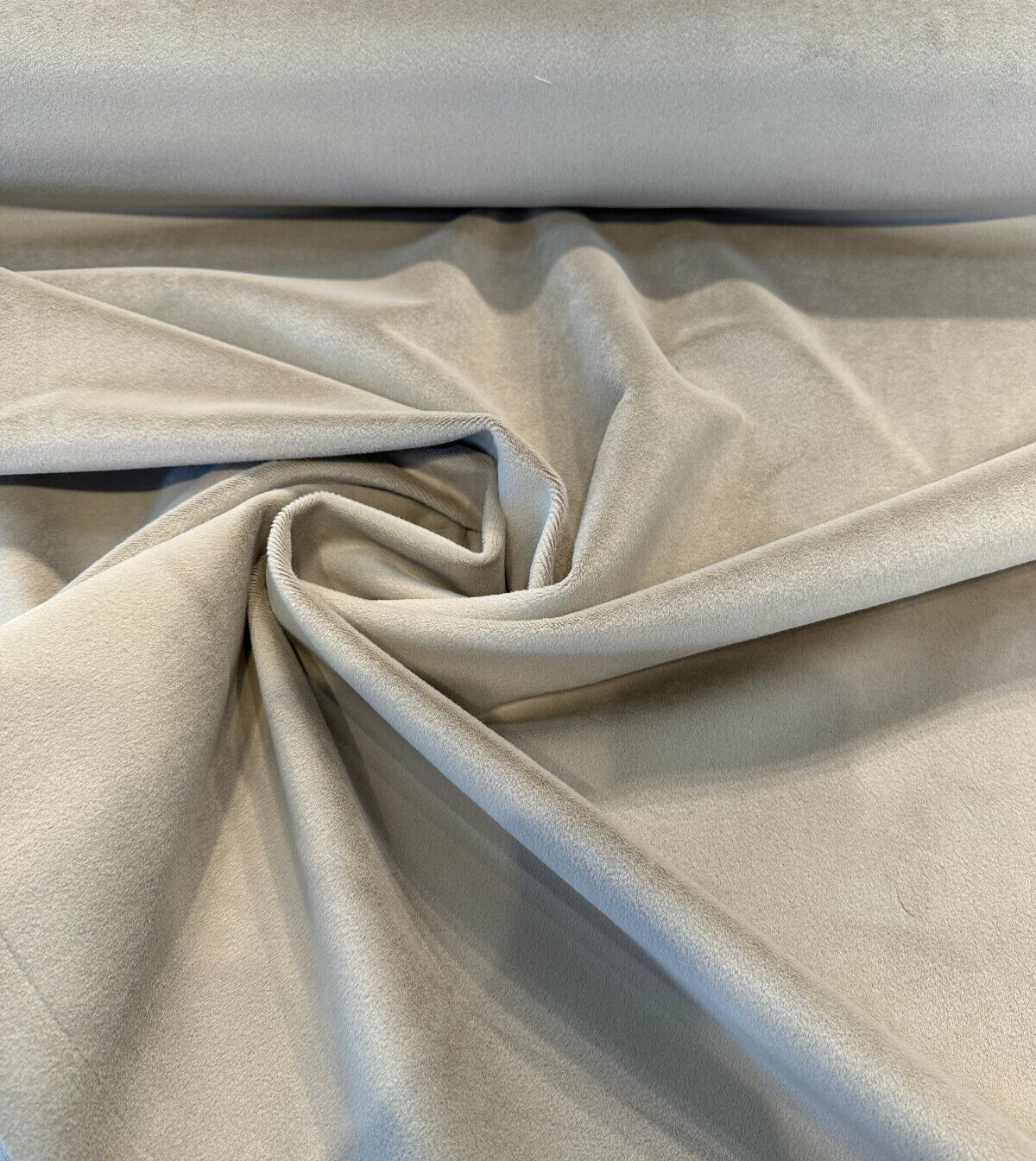 Marino Gray Ecru Velvet Upholstery Fabric - Mink, 56" Width, 100% Polyester (1 Yard)