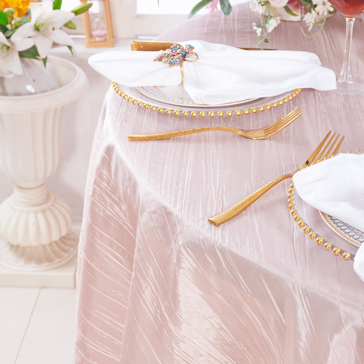 Round Taffeta Tablecloth 120 Seamless Blush Pink