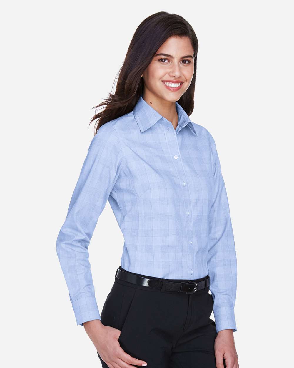 Devon & Jones® Women’s Glen Plaid Woven Dress Shirt Non-Iron Performance with Flattering Tailored Fit