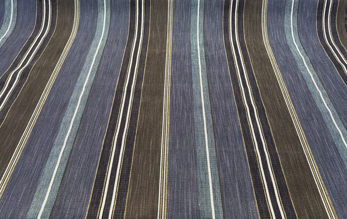 Zola Earth Blue Italian Stripe Viscose Blend Fabric - Blue Stripes, 56" Width, 26 1/2" Vertical Repeat, 28" Horizontal Repeat (1 Yard)