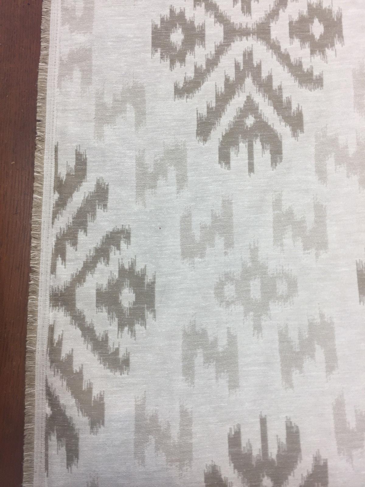 Ikat Beige Khaki Cotton Polyester Fabric - Beige Khaki Ikat Jacquard, 19" Vertical Repeat, 14" Horizontal Repeat (1 Yard)