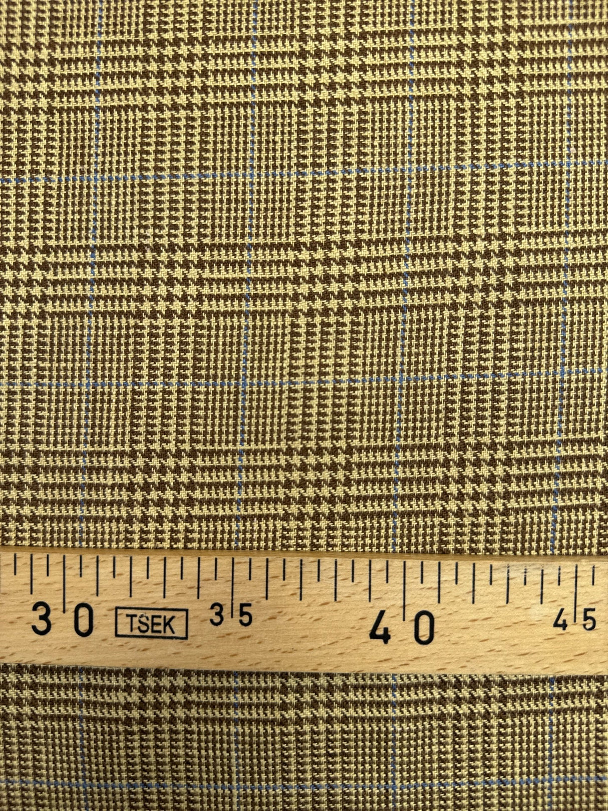 Italian Checked Linen Fabric Brown Beige