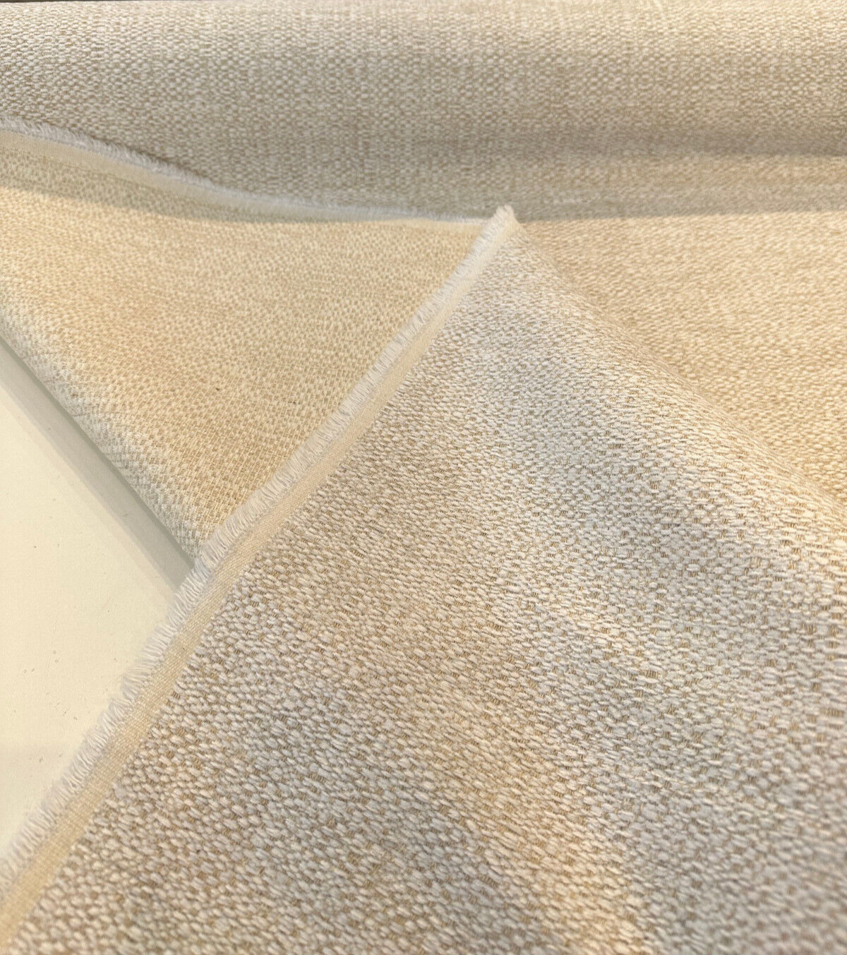 Royce Papyrus Italian Soft Chenille Upholstery Fabric - Papyrus Off White With Hints Of Beige, Railroaded, 56" Width (1 Yard)