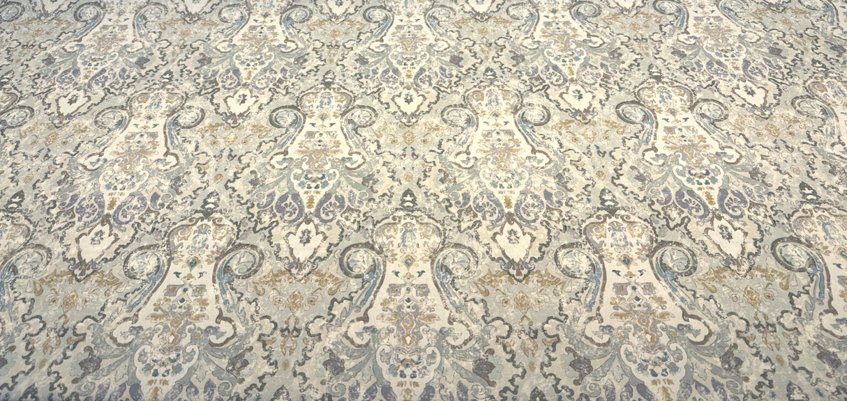 Mazely Damask Cotton Fabric - Blue Damask, 56" Width, 220 Gr/M2 (1 Yard)