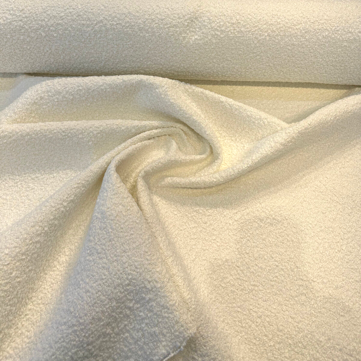 Robert Allen Heavy Boucle Polyester Fabric - White Cream Boucle, 54"-56" Width, 690 GSM (1 Yard)
