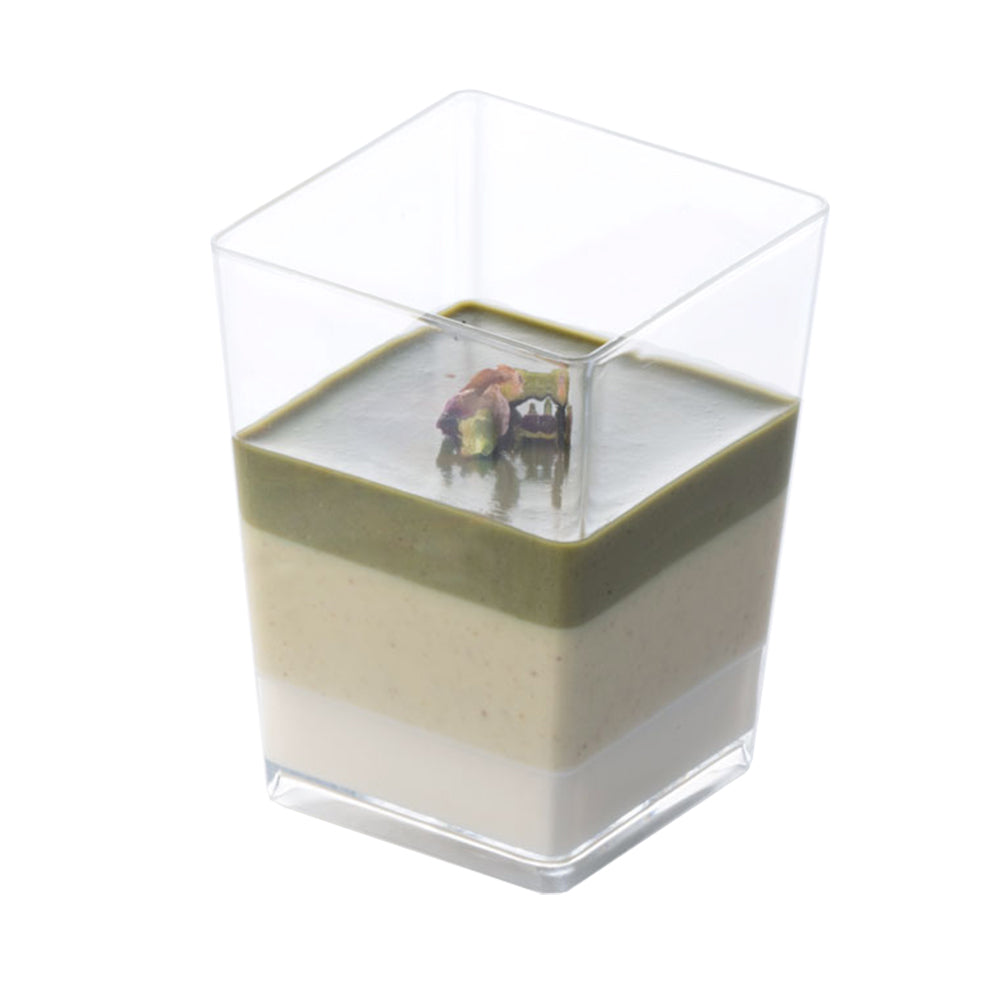 Square Dessert Cups Clear Plastic, 2 1/8" x 2 3/4" H. Capacity 120 ml. (4.1 oz) - Pack of 100