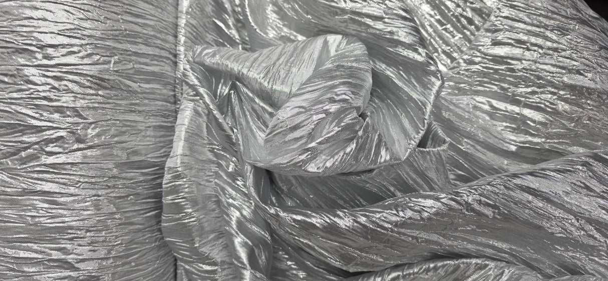 Crush Lame Metallic Polyester Fabric - Metallic Crease Crinkled, 52" Width (1 Yard)