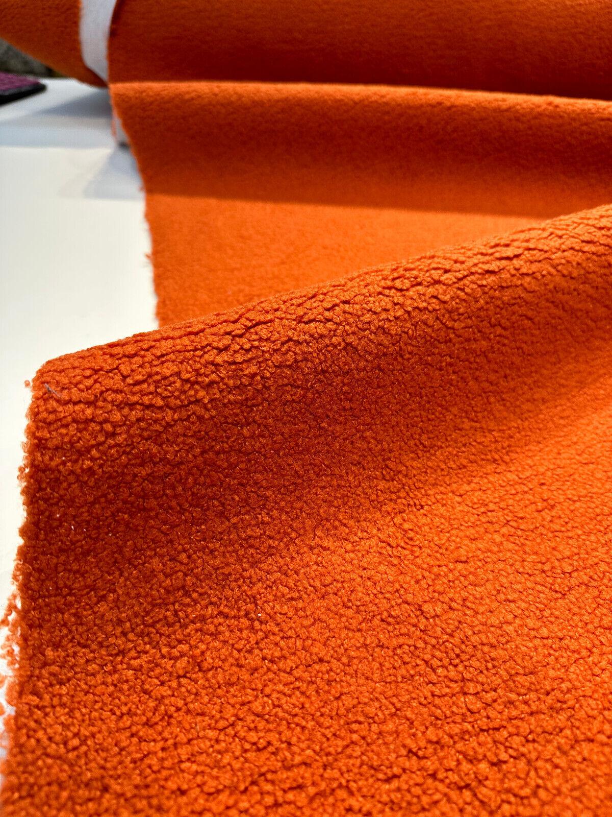 Fuzzy Wooly Boucle Polyester Fabric - Orange Persimmon, Upholstery, 54" Width (1 Yard)