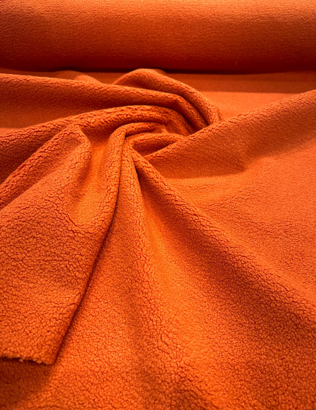 Fuzzy Wooly Boucle Polyester Fabric - Orange Persimmon, Upholstery, 54" Width (1 Yard)