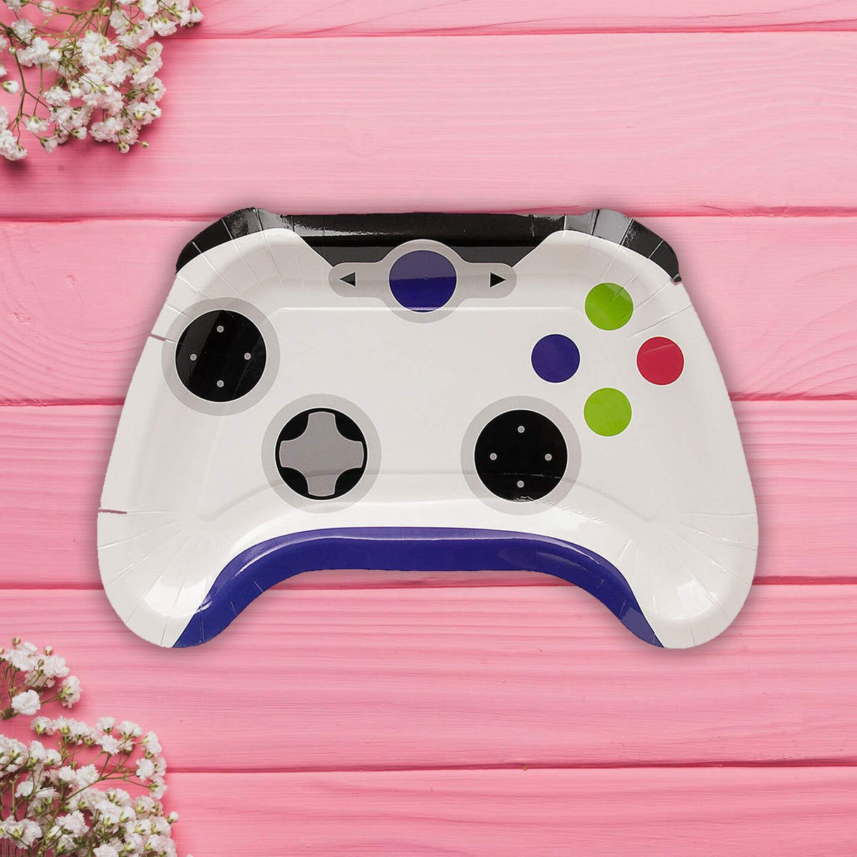 8 Count Gamer Controller Paper Plates for Birthday Party Tableware 11.5 x 8.25 Inch
