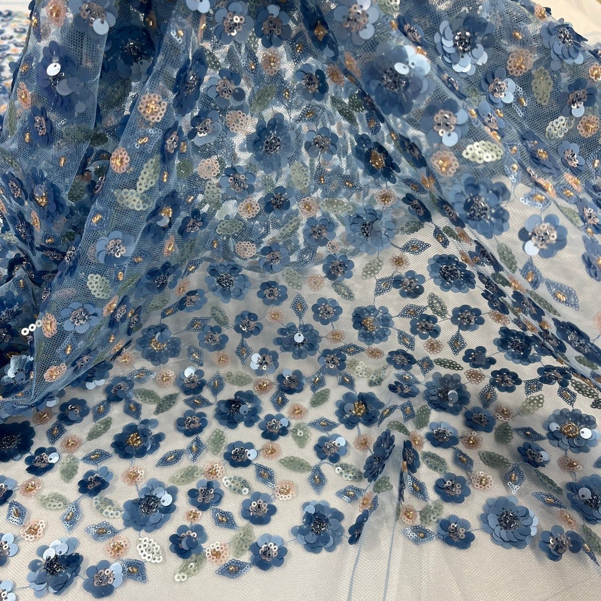 Beaded Sequined Lace Fabric 54" Wide