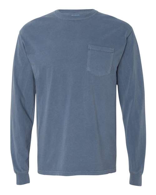 Comfort Colors® Garment-Dyed Heavyweight Crewneck Long Sleeve Pocket T-Shirt