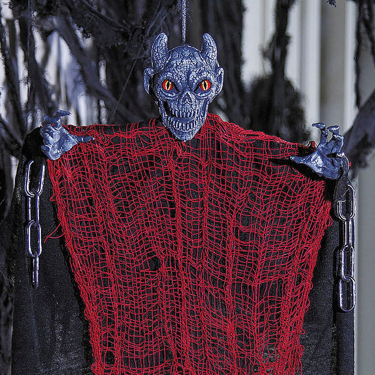 27 1/2" Hanging Red & Black Devil Halloween Decoration