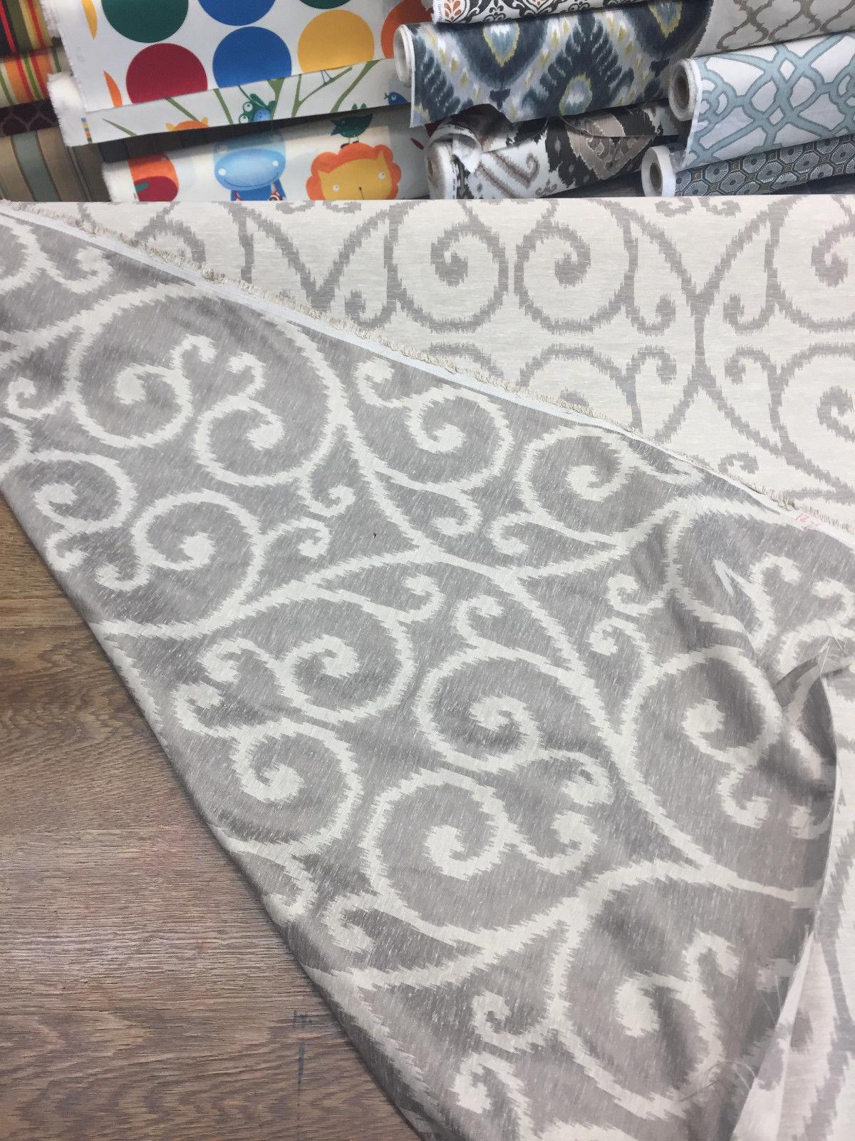 Scroll Linen Cotton Polyester Fabric - Natural Scroll Jacquard, 54" Width (1 Yard)