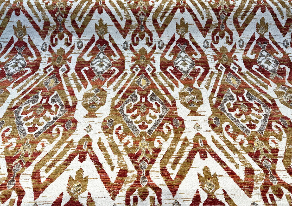 Esperanza Chenille Upholstery Fabric - Persimmon Red Ikat, 58" Width (By The Yard)