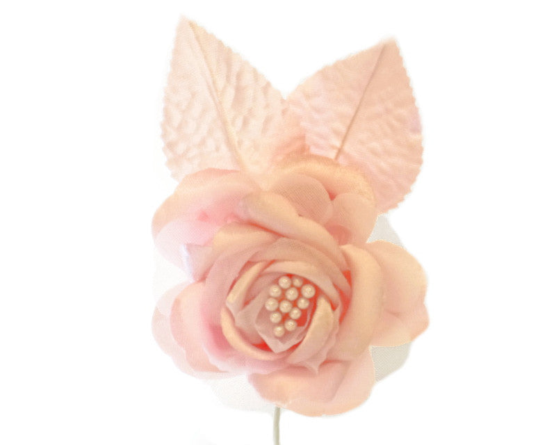 2.5" Pink Silk Single Rose Flowers - Pack of 12