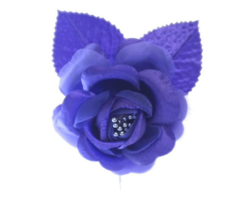 2.5" Purple Silk Single Rose Flowers - Pack of 12