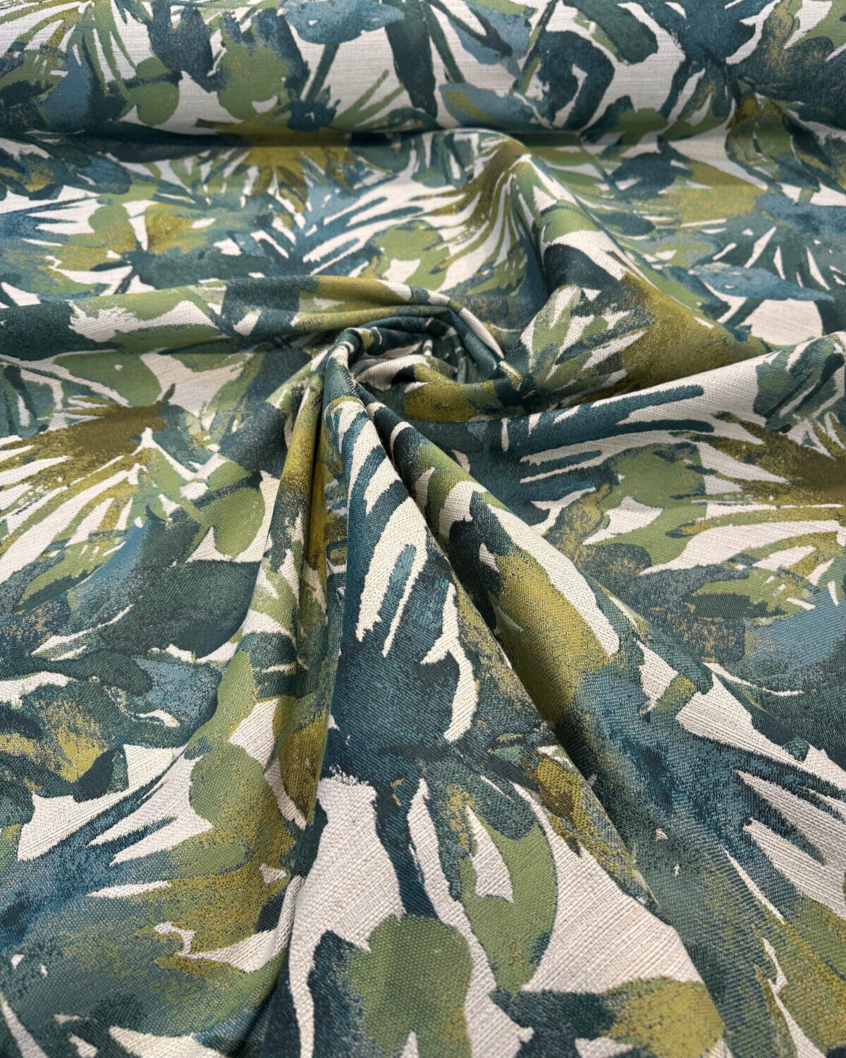 Tropicalize Jungle Green Tapestry Chenille Polyester Fabric - Green Floral, 57" Width (1 Yard)