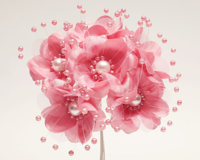 1.5" Mauve Silk Flowers with Pearl - Pack of 72