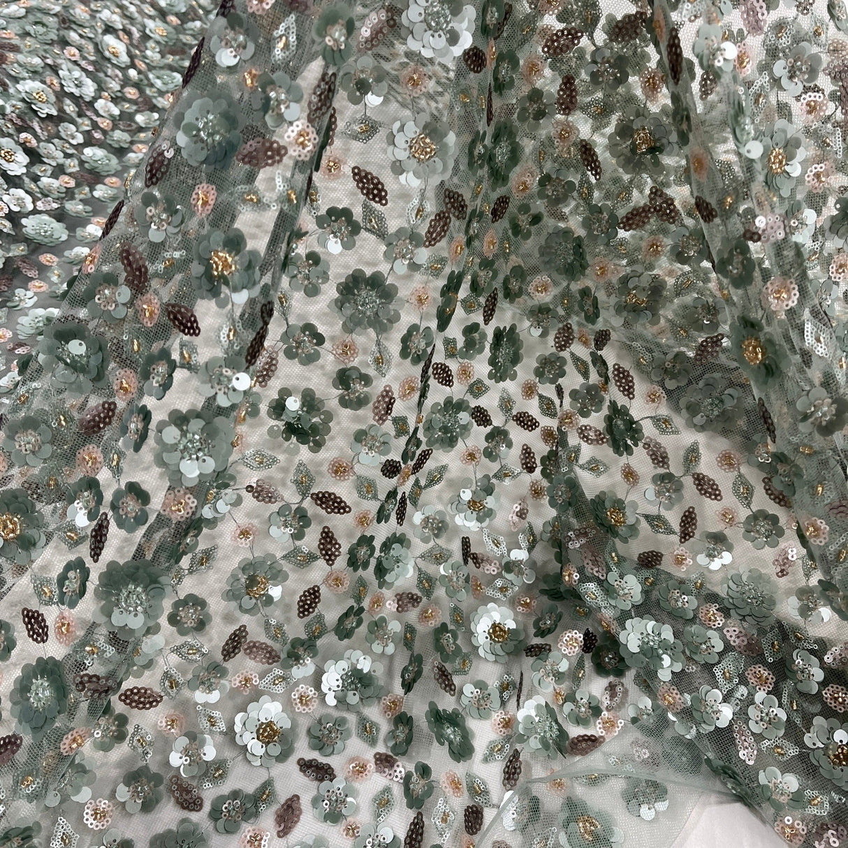 Beaded Sequined Lace Fabric