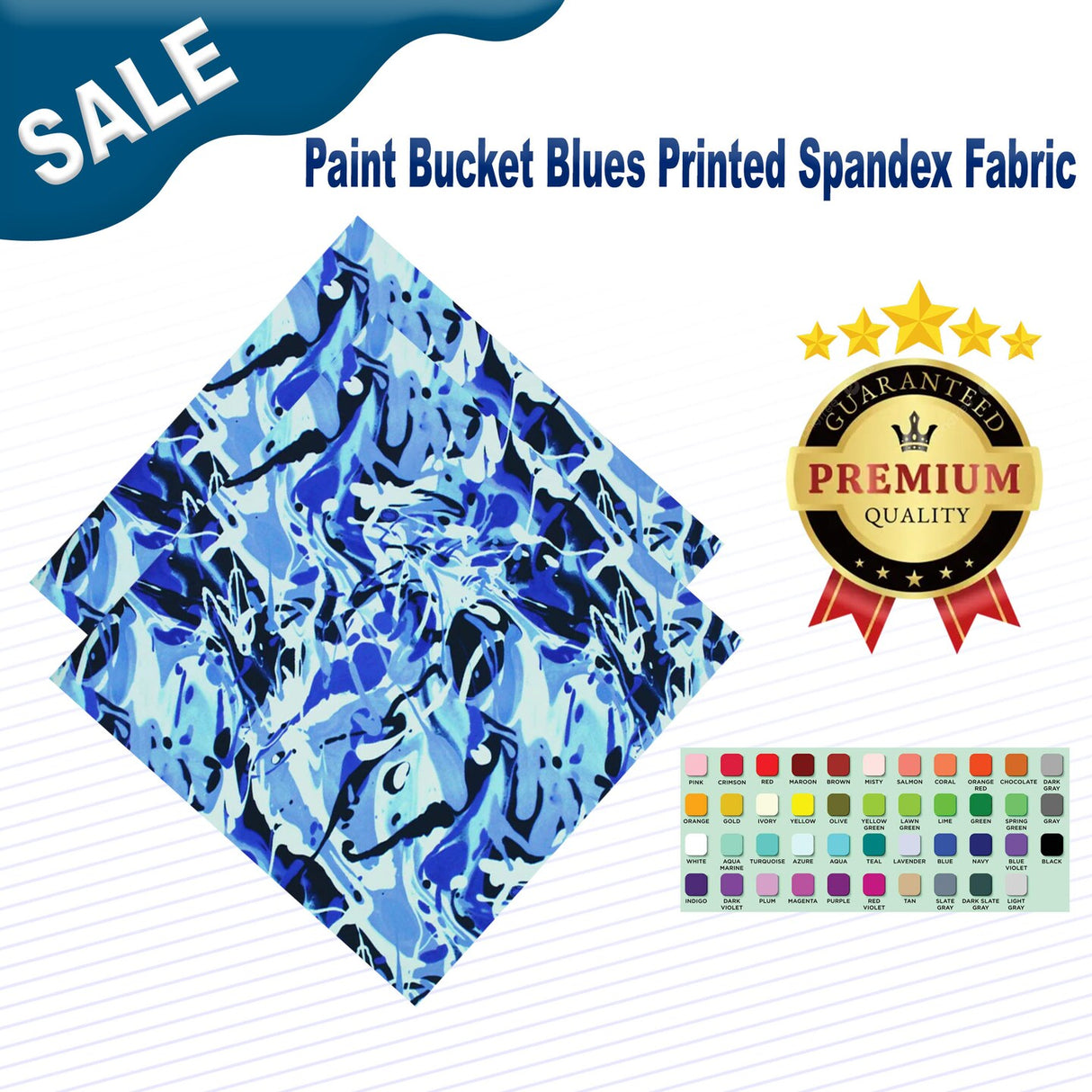 Paint Bucket Blues Printed Spandex Fabric