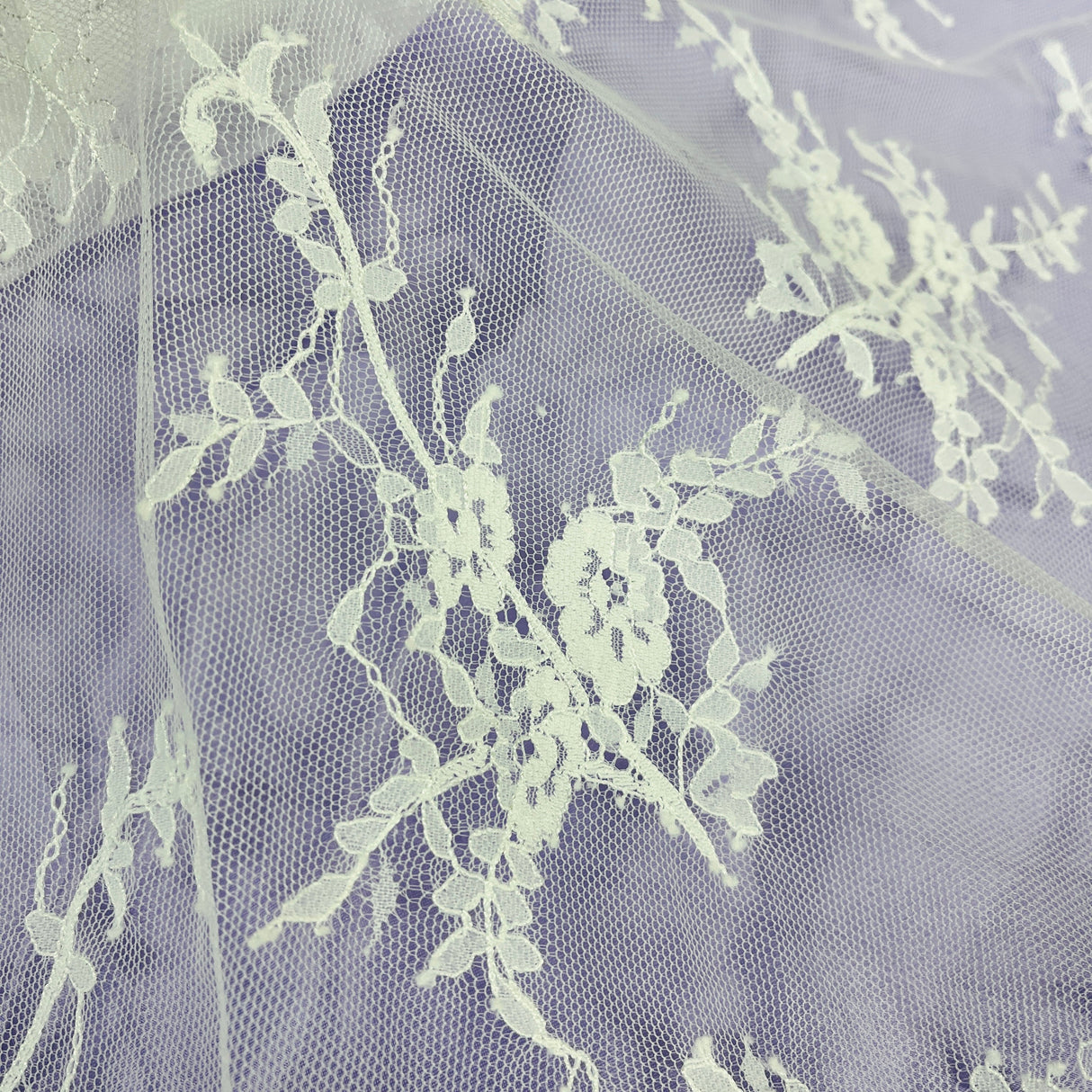 Embroidered Lace Fabric with Eyelash Scallop