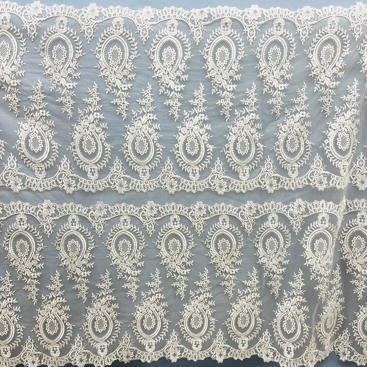 Corded Bridal Lace Fabric 100% Polyester Net Mesh 48" Wide
