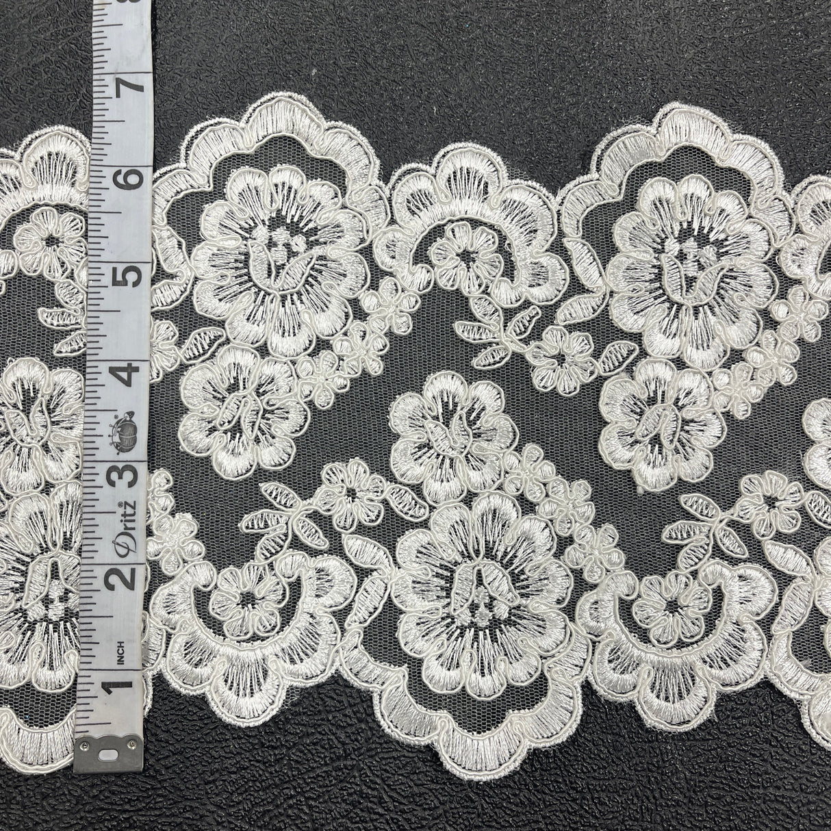 Corded Polyester Lace Trim 6.5" Wide